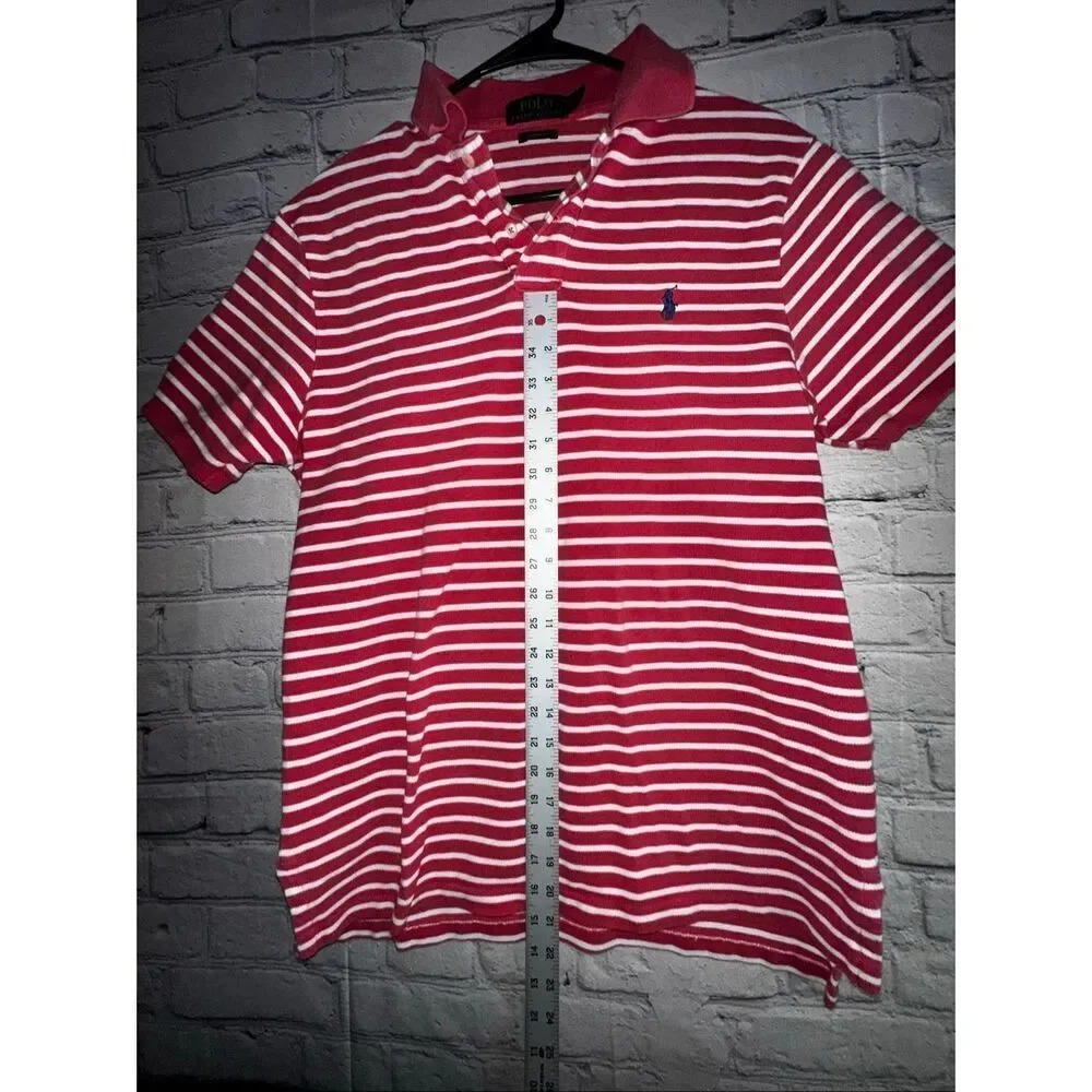Ralph Lauren Polo Custom Fit Shirt – Men’s Large – Red & White Stripe